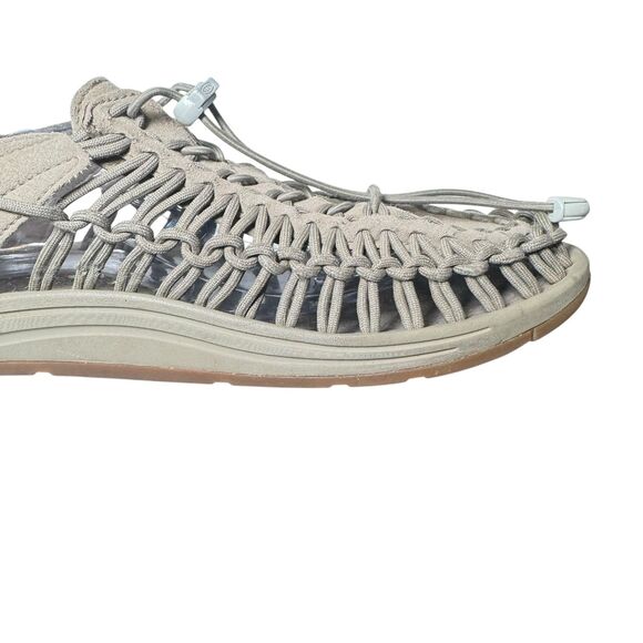 Keen Uneek Sandals Mens US 10 Gray Suede Walking Hiking Woven Bungee White Logo - Picture 11 of 16